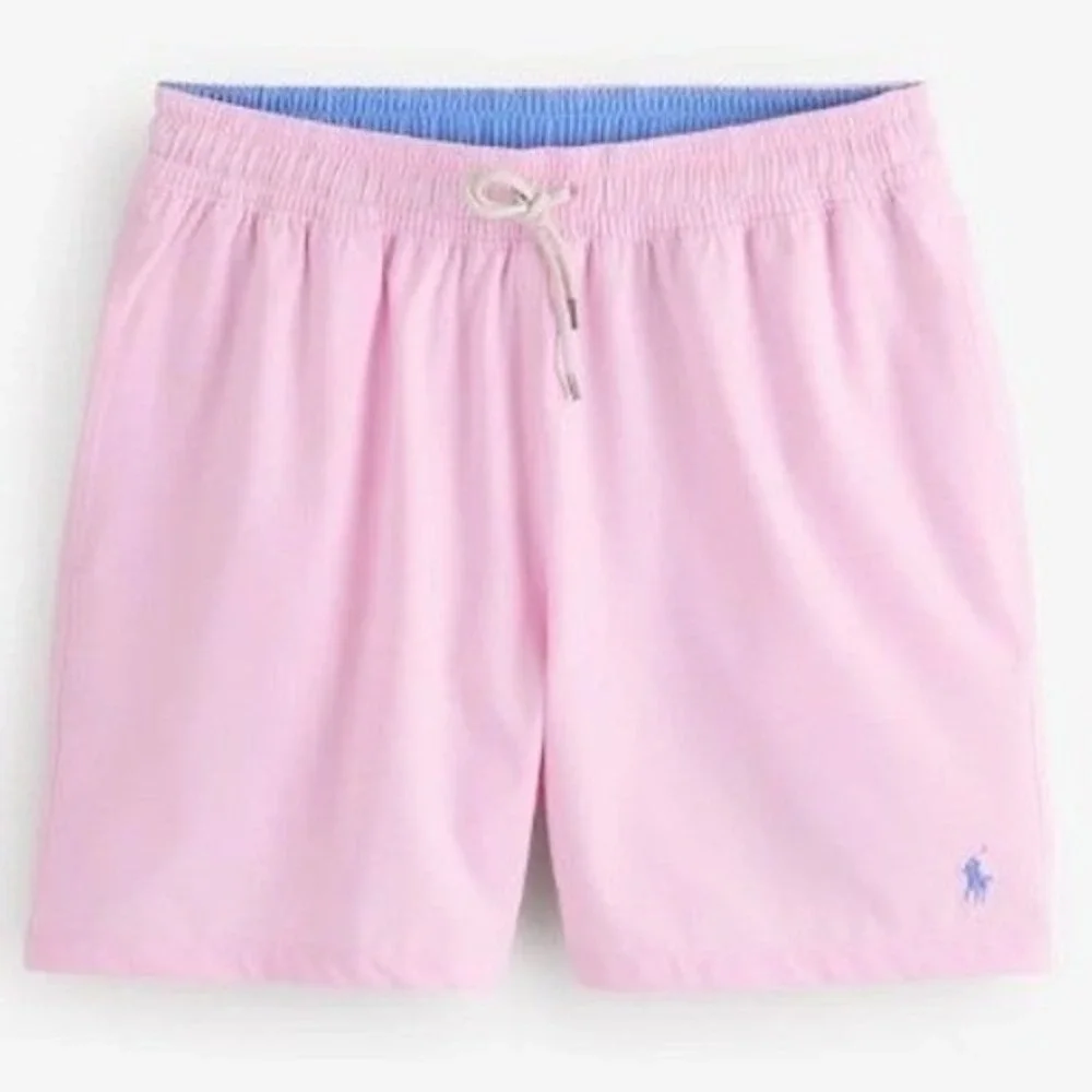 Polo Ralph Lauren Mens 2XLB Pastel Pink Swim Trunks Board Shorts Blue Pony NWT